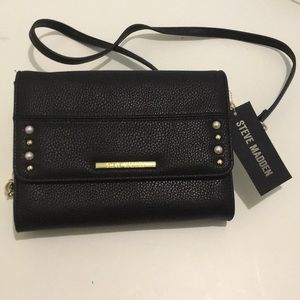 NWT Steve Madden Purse Black with Pearls and Gold